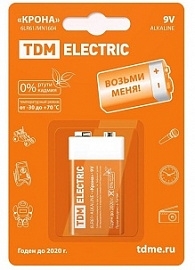 TDM ELECTRIC SQ1702-0013 Элемент питания 6LR61 "Крона" 9V BP-1 TDM
